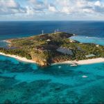 Vue aérienne de Necker Island, l'île privée de Richard Branson