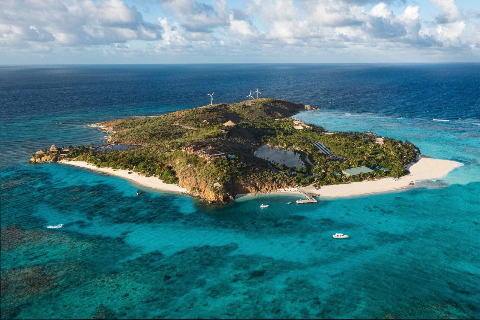 Vue aérienne de Necker Island, l'île privée de Richard Branson