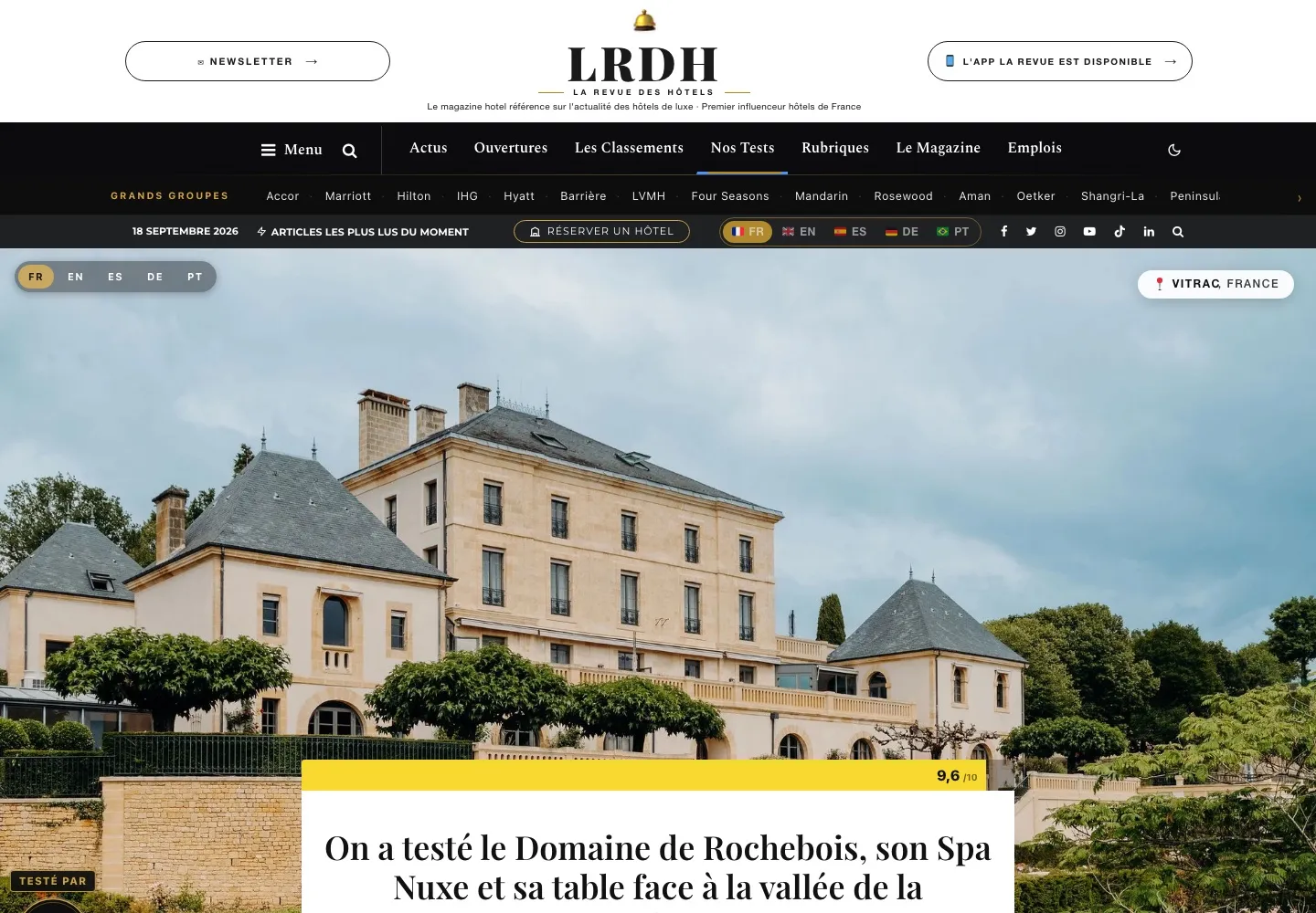 Le test du Domaine de Rochebois à Sarlat sur La Revue des Hôtels, noté 9,6 sur 10
