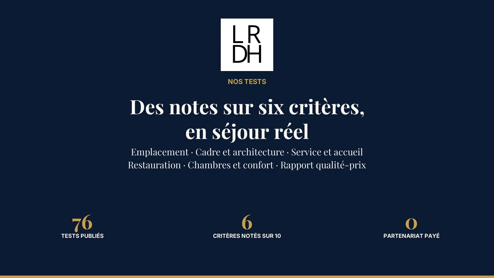 Les tests de La Revue des Hôtels, six critères notés sur dix en séjour réel