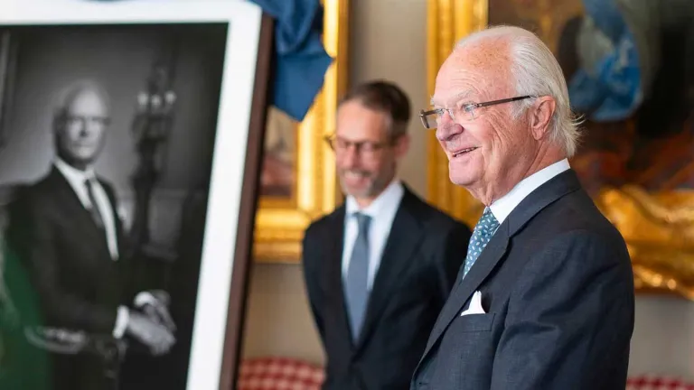 King Carl XVI Gustaf unveils his new State portrait at Gripsholm Castle
