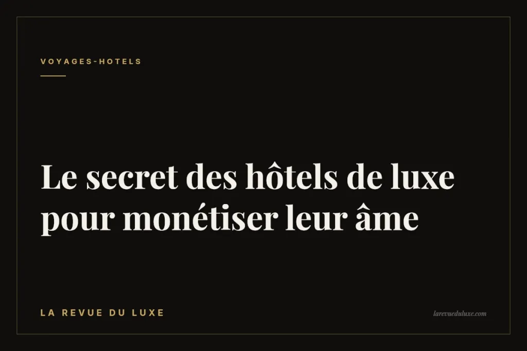 Le secret des hôtels de luxe pour monétiser leur âme