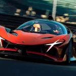 Apollo EVO orange en piste, vue de face