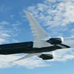 Boeing BBJ 777-9 en vol dans la livrée Boeing Business Jets