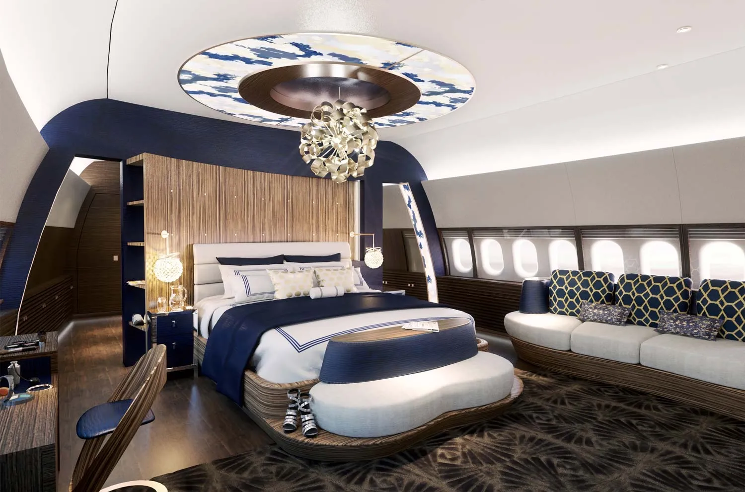 Master bedroom of a BBJ 777X interior concept