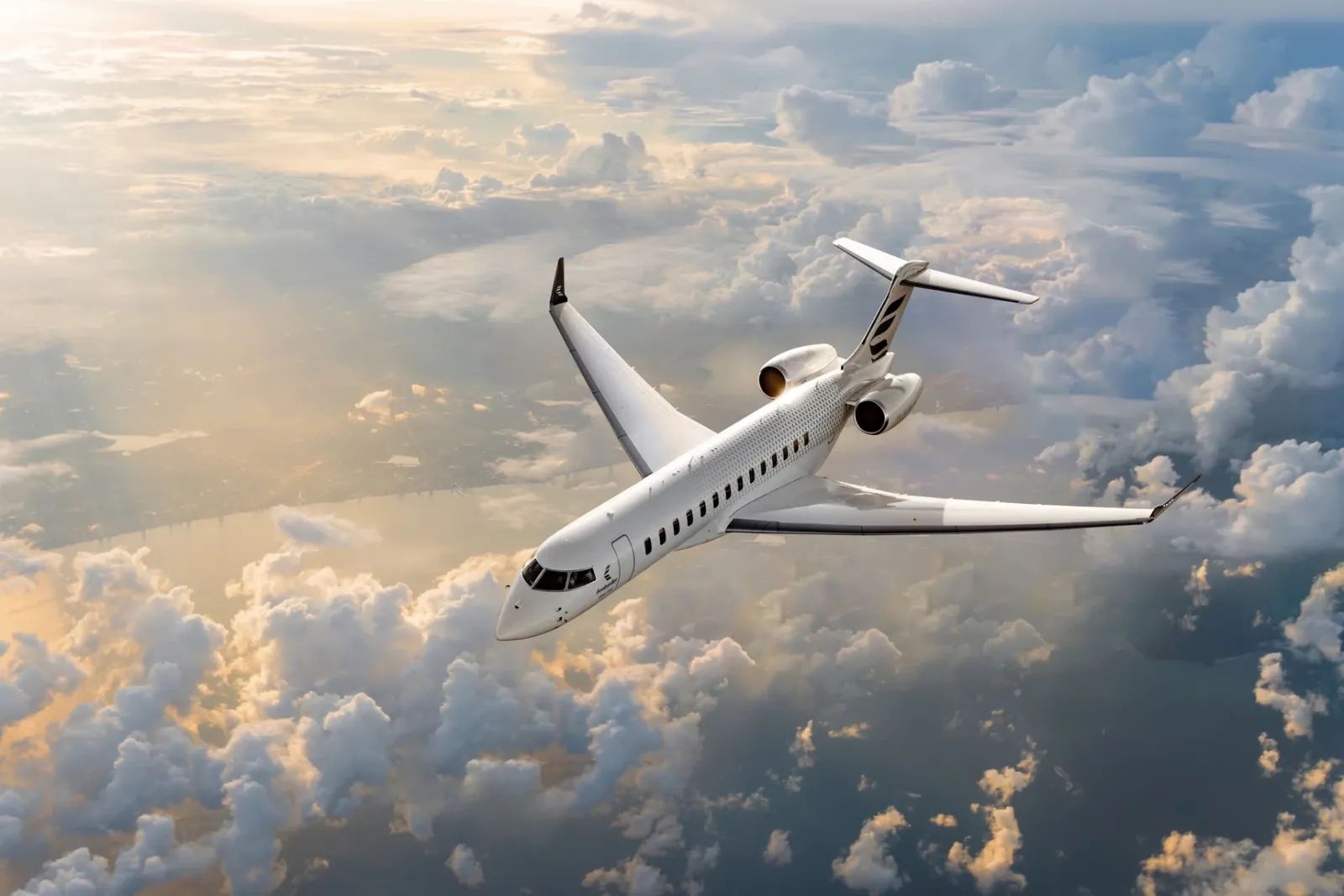Bombardier Global 8000 en vol au-dessus des nuages