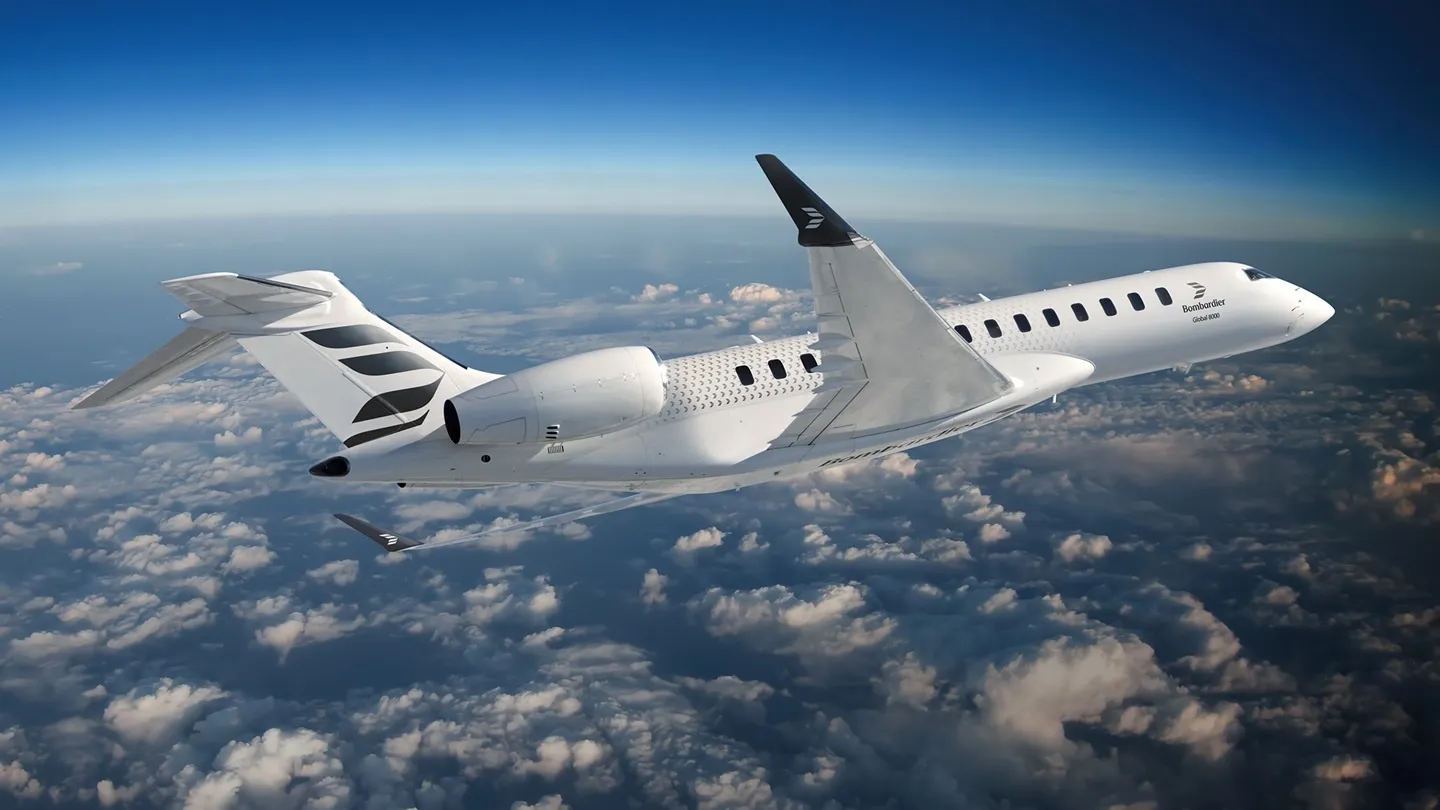 Bombardier Global 8000 in flight at high altitude