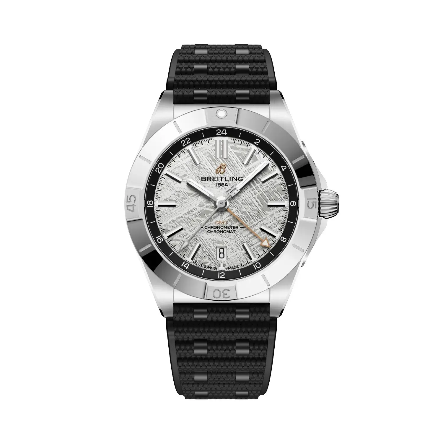 Montre Breitling Chronomat Automatic GMT 40 Erling Haaland, cadran en météorite et bracelet caoutchouc noir