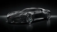 Bugatti La Voiture Noire noire en studio, vue trois-quarts avant