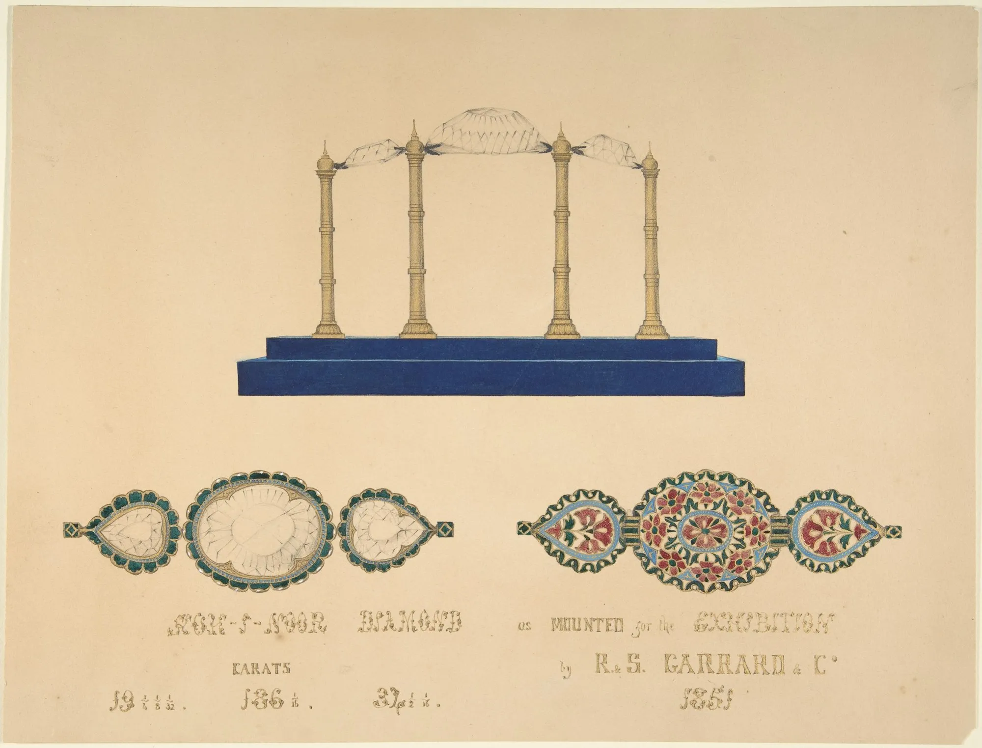 Dessin du Koh-i-Noor par R. S. Garrard & Co, 1851